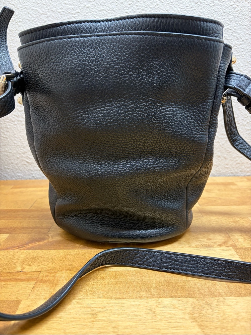 Alexander Wang Diego Black Pebbled Leather Studded Bucket Crossbody Bag - Picture 5 of 13